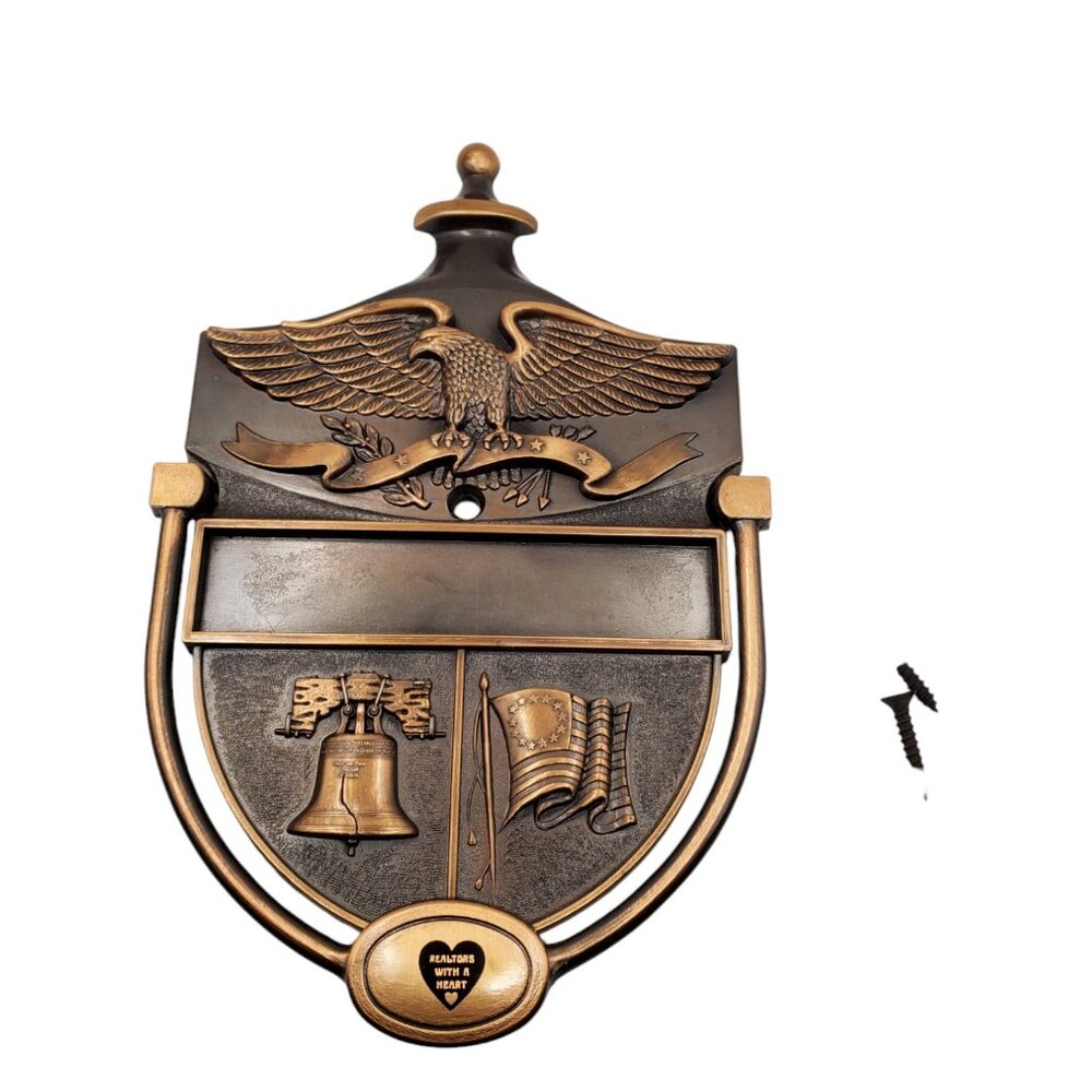 Heritage Door Knocker Plaque Colonial Eagle Liberty Bell Flag Bicentennial - Picture 3 of 8
